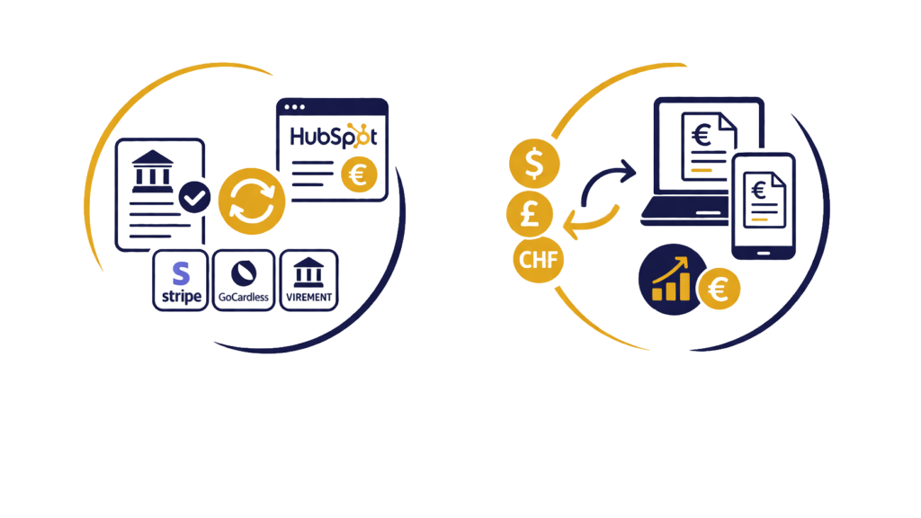 Schéma de réconciliation des paiements et gestion multi-devises en comptabilité